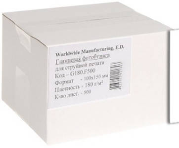 

Фотобумага WWM, глянцевая А6 (10х15), 180 г/м2, 500 л, (G180.F500).