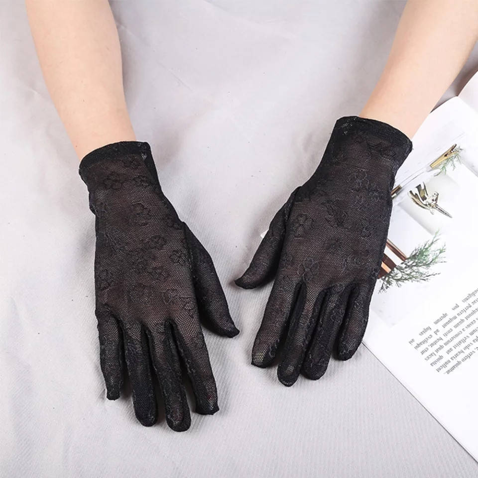 

Перчатки закрытые кружевные короткие (p801Black) Черные, Черный