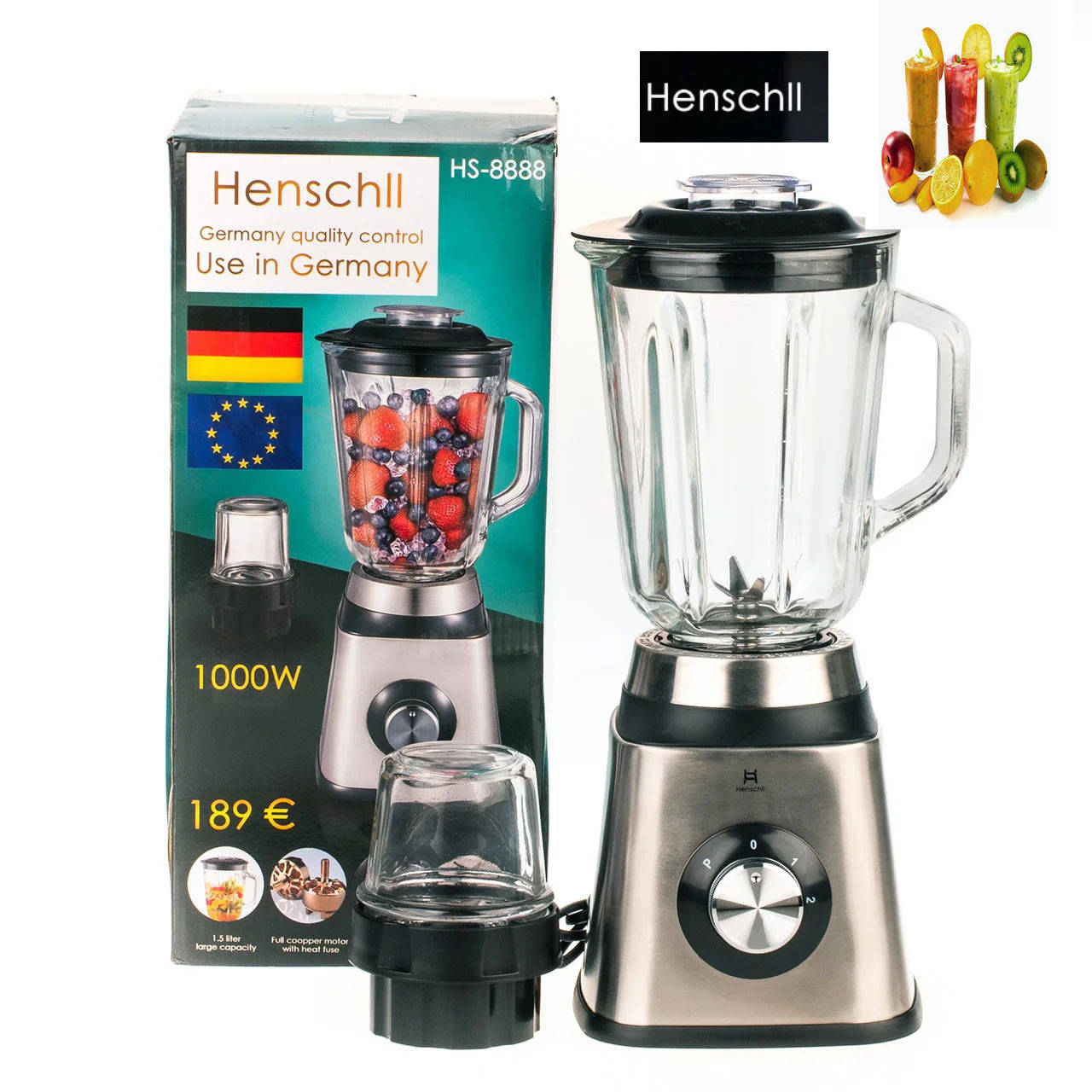 

Блендер мощный с кофемолкой Hencshil 1000 ватт. hs -8888