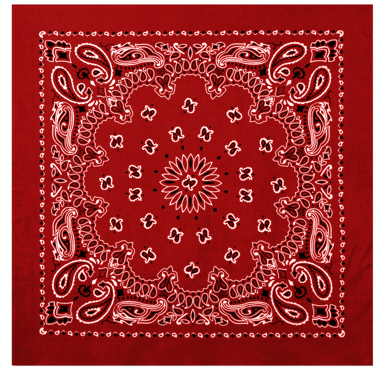 

Бандана большая красная с белым классическим рисунком TRAINMEN BANDANAS 70х70 см