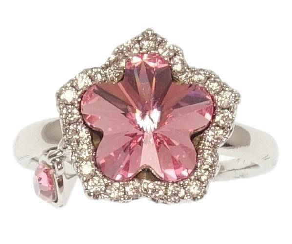 

Кольцо Xuping Родий с кр-ми Swarovski "Цветок с кристаллом Rose и цирконием" р.17,17.5,18.5