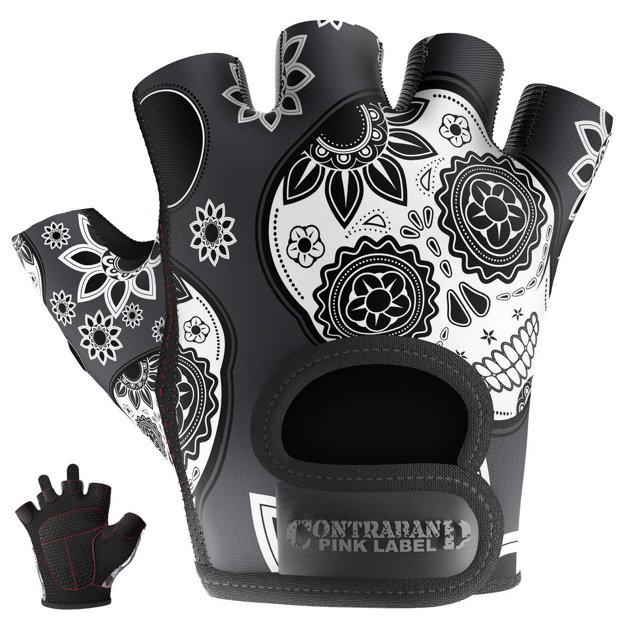 

Женские перчатки для фитнеса Contraband Pink Label 5237 Sugar Skull Gloves S, Серый