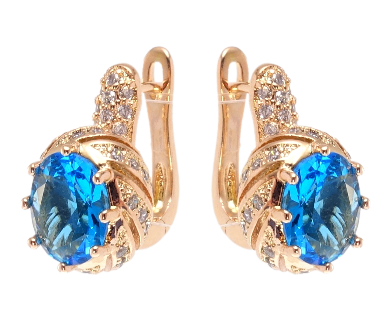 

Серьги Xuping Позолота 18K английский замок "Голубые фианиты в декоративном обрамлении циркония"