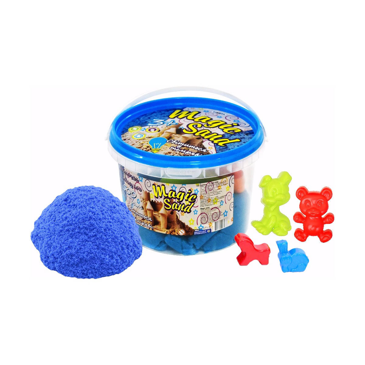 

Кинетический песок Strateg Magic Sand светящийся песок в ведре голубой 500 г (371-9)