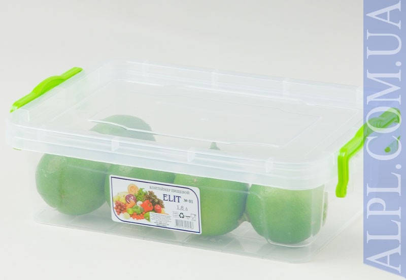 

Контейнер для хранения продуктов с зажимами "Elit" - 1,8л, низкий