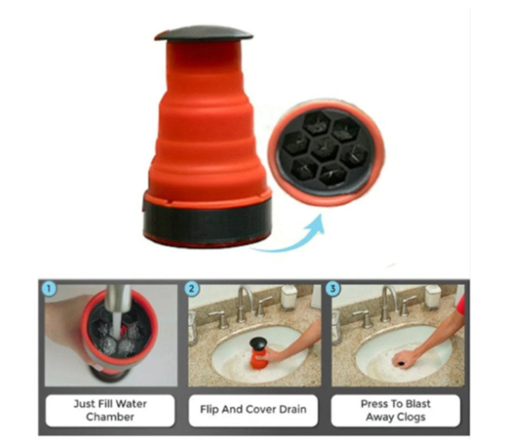 

Ручной плунжер для раковины Water Drain Clog Cannon, Красный