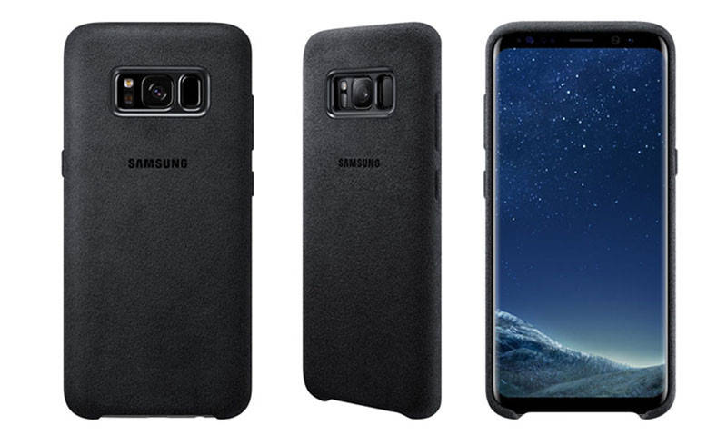 

Защитный чехол Алькантара для Samsung Galaxy S8 черный замшевый