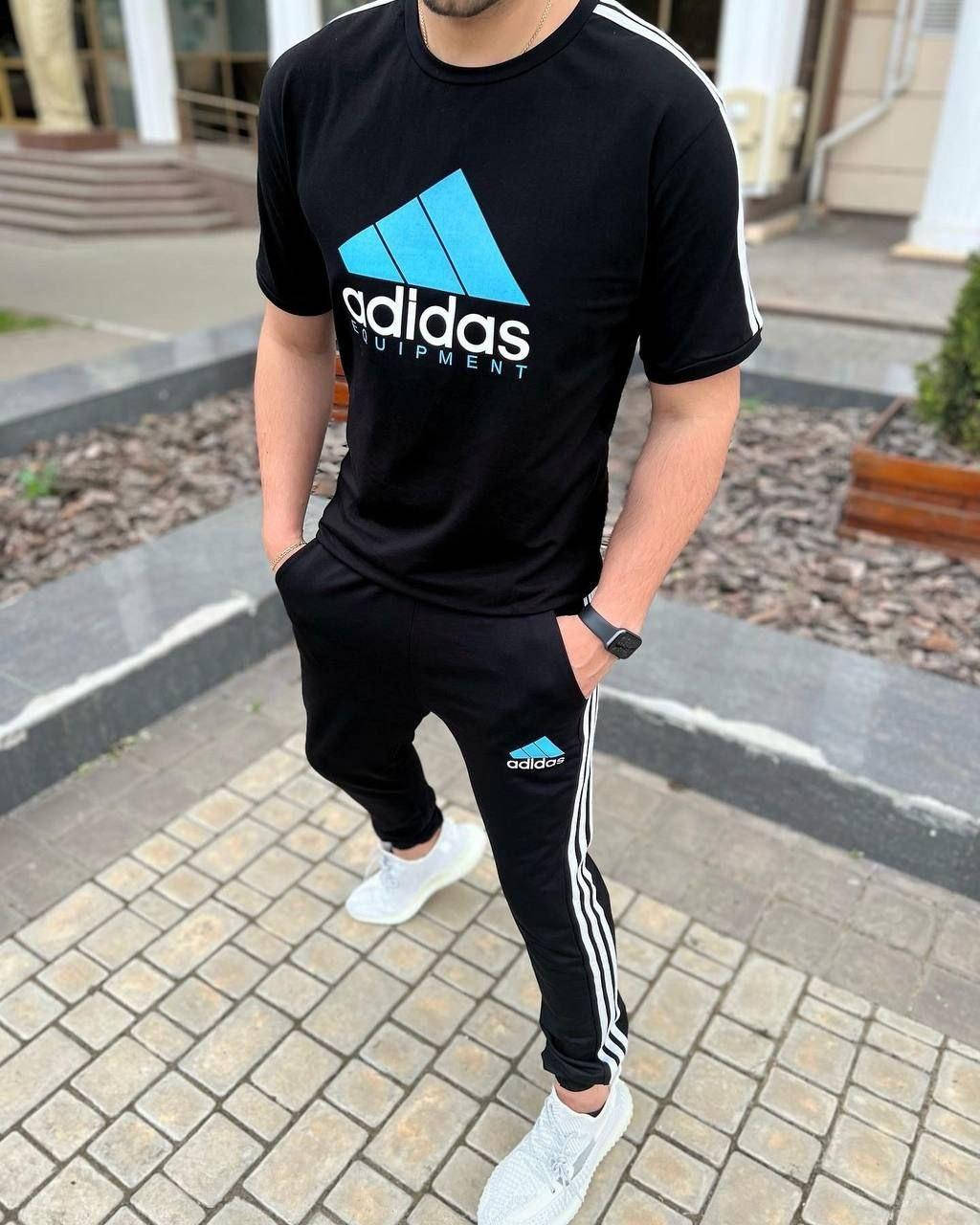 

Мужской спортивные костюмы adidas , модный мужской костюм Adidas , костюм мужской, Черный