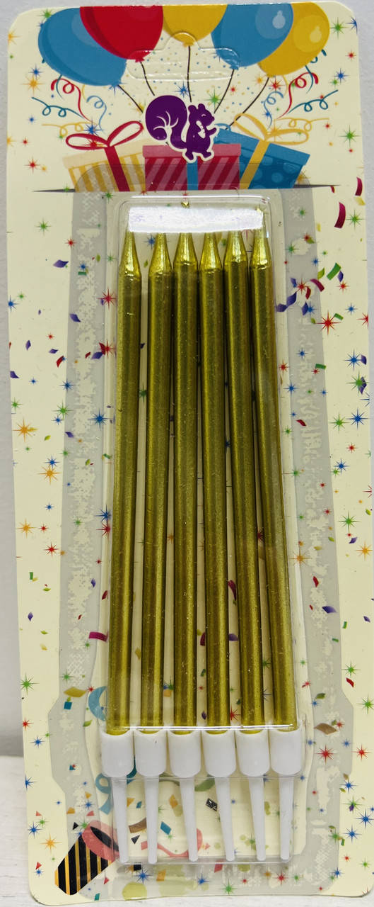 

Свечи для торта "Хром золото", 6 шт