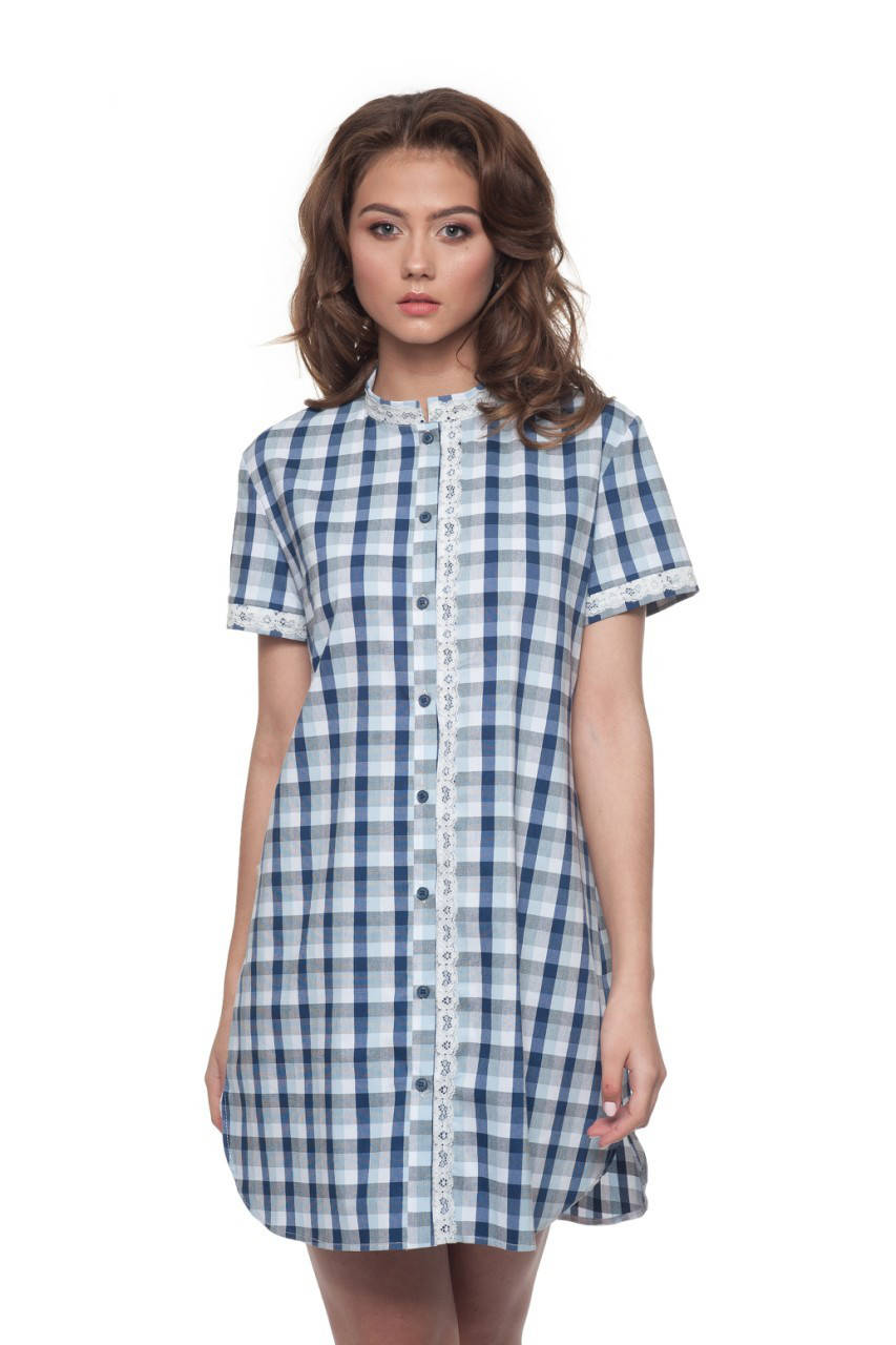 

Женская ночная рубашка ситец Ellen LND 165/002 синий