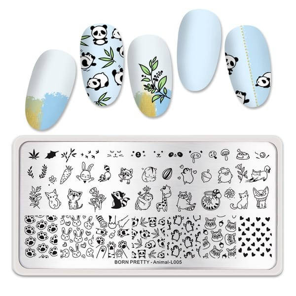 

Пластина для стемпинга Born Pretty Animal L005 животные, панда, котики, зайчики