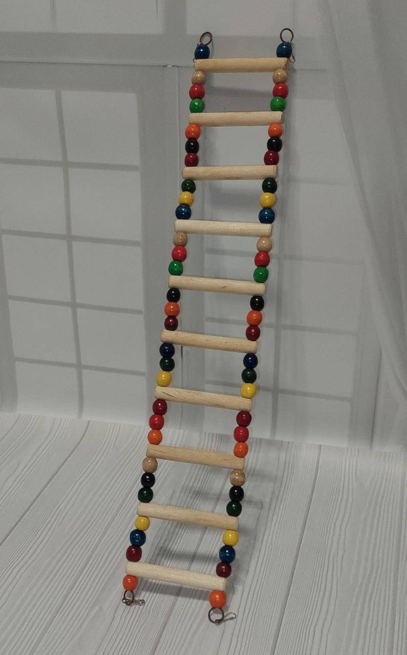 

Игрушка для попугаев, деревянная подвесная лесенка 43*7, разноцветная