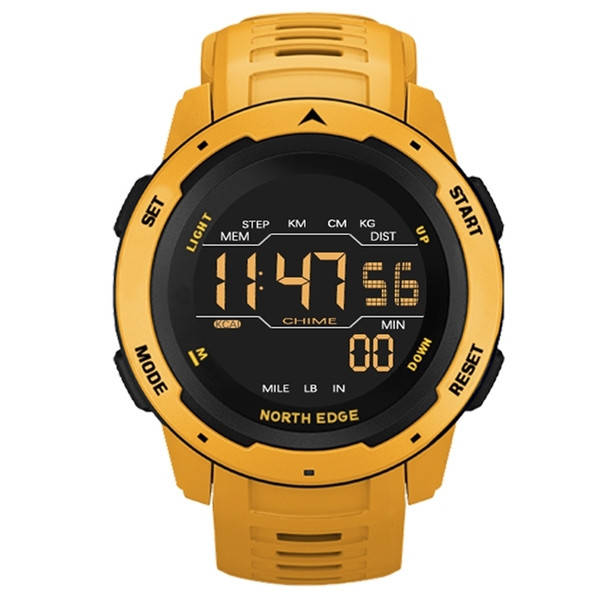 

Мужские кварцевые часы North Edge MARS Pro Yellow 5BAR с каучуковым ремешком