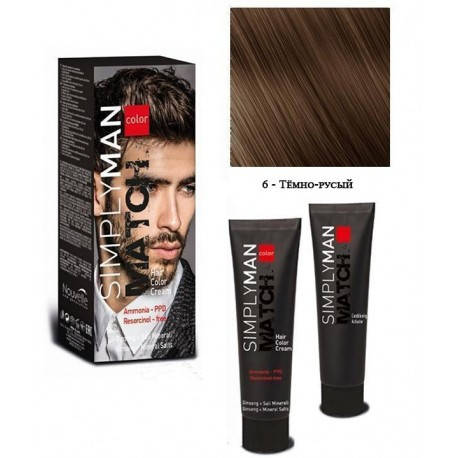 

Kpeм-кpacкa для мyжчин Nouvelle Simply Man Color Cream 6 тeмнo-pycый 40+40 мл