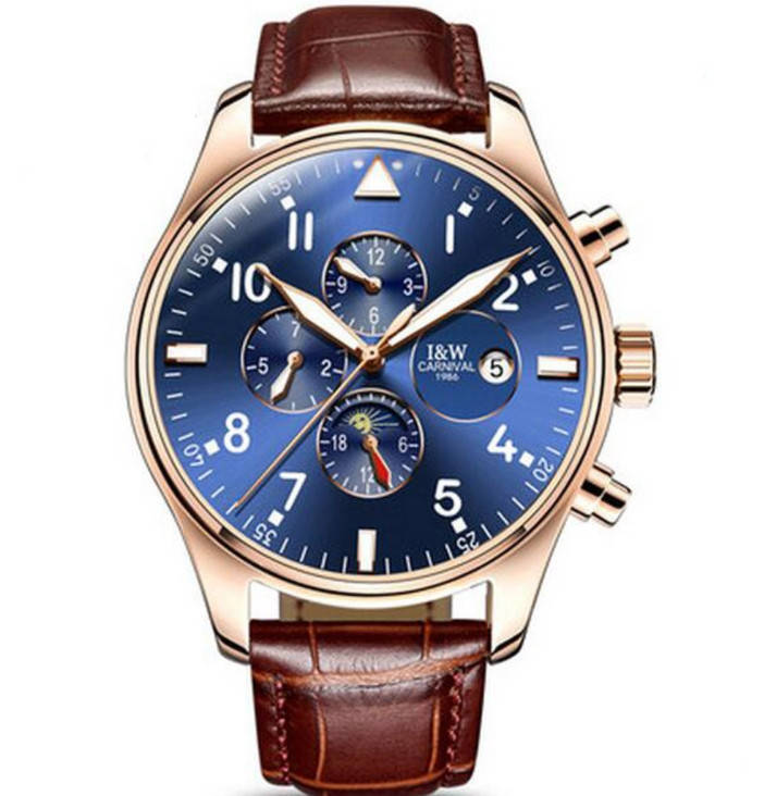 

Мужские классические механические часы Carnival Grand Brown 8701 Золотистые Синие Коричневые Мужские часы