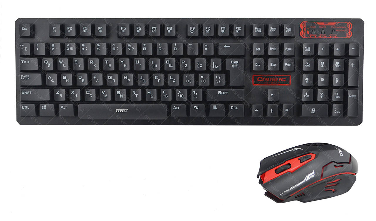 

Русская беспроводная клавиатура + мышка UKC HK6500 (3254), Черный