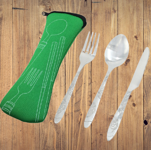 

Набор столовых приборов 3 в 1 + чехол. Зеленый, Зелёный