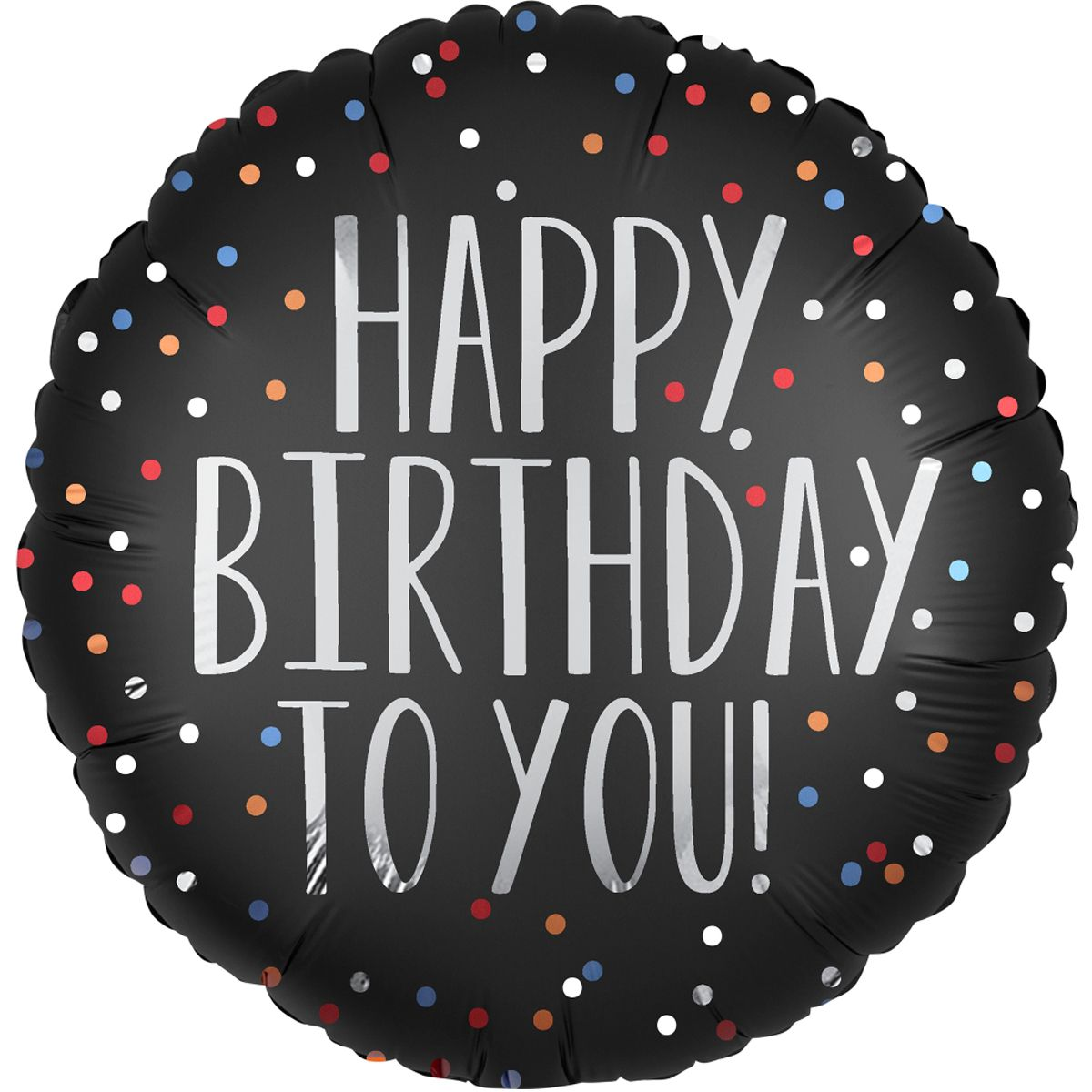 

Фольгированный шарик Anagram 18" Круг Happy Birthday Горошек Cатин Черный, Разные цвета