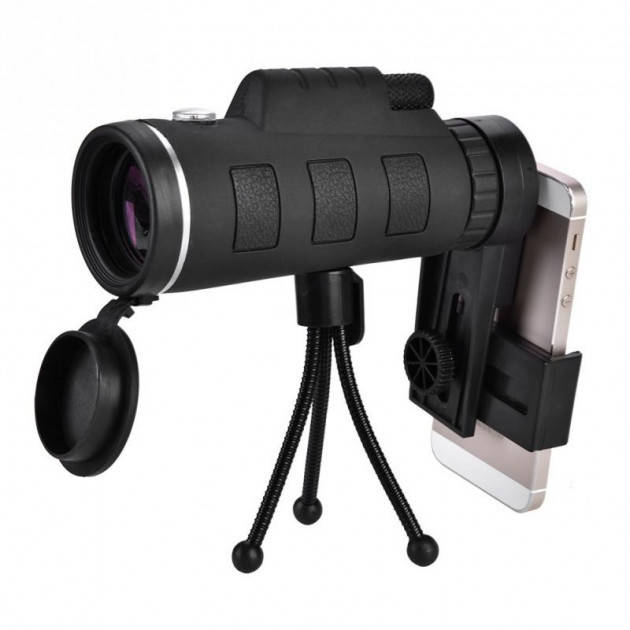 

Монокуляр Panda Vision 40x60 с треногой и клипсой для смартфона, Черный