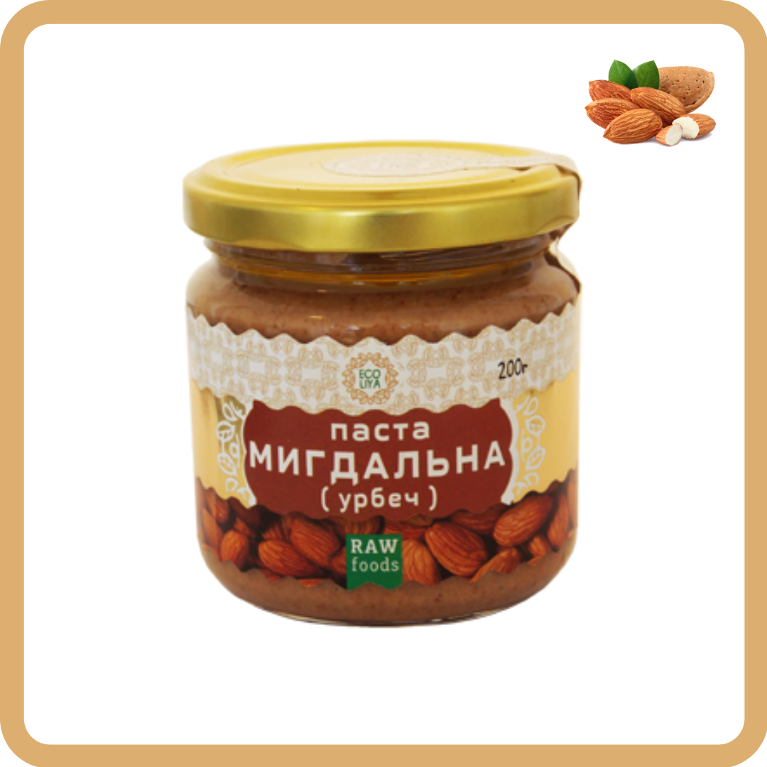 

Миндальная паста (200 гр) - натуральный миндальный урбеч, RAW, от производителя – Эколия
