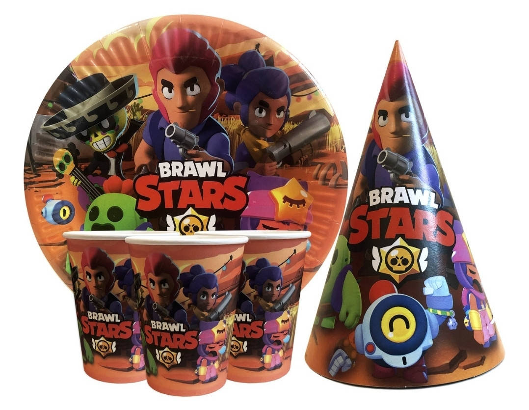 

Набор праздничной посуды Бравл Старс Brawl Stars, Тарелки, Стаканы, колпачки