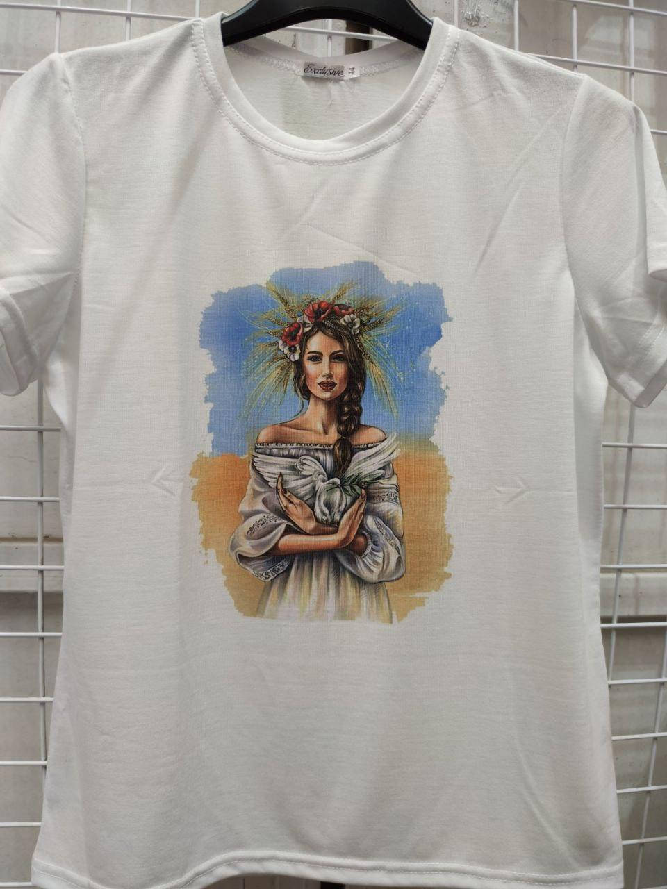 

Футболка женская патриотическая с принтом 40-50 рр, Белый