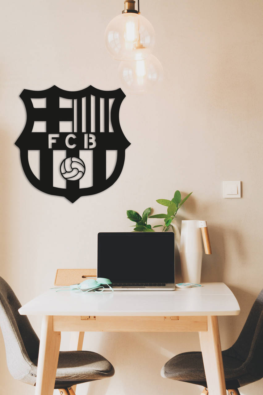 

Эмблема "FC Barcelona", Интерьерная картина из дерева, FCB, Барселона, Черный