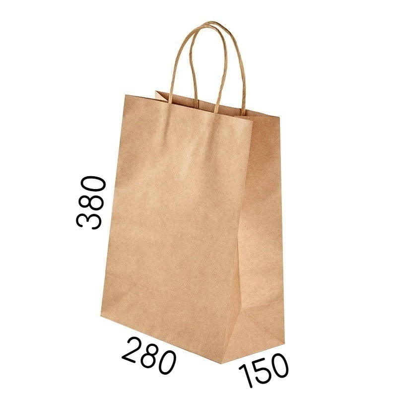 

Крафт пакет с ручками - 280 × 130 × 380 мм, Бурый
