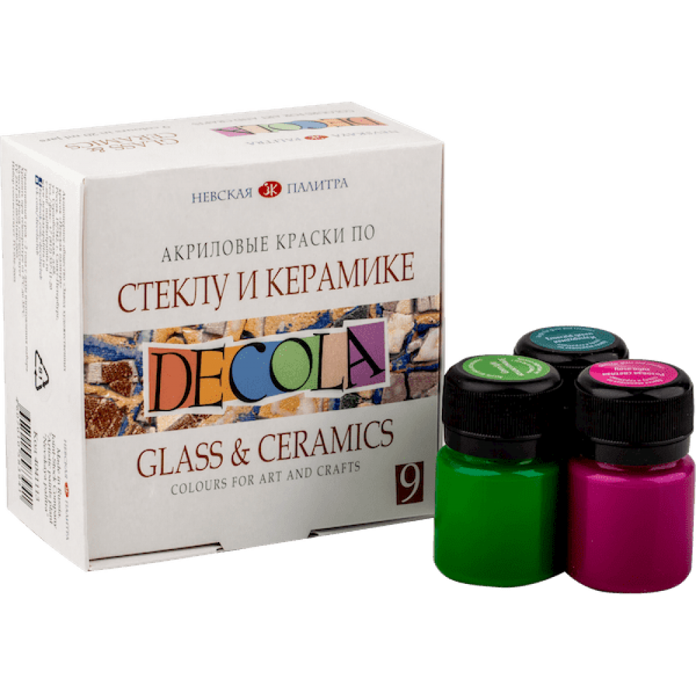 

Акрил по стеклу, керам. 9цв.20мл Decola