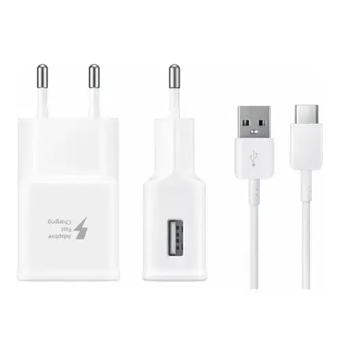 

Быстрая Зарядка Samsung 2 в 1 (adapter+cable, USB Type-C), Белый