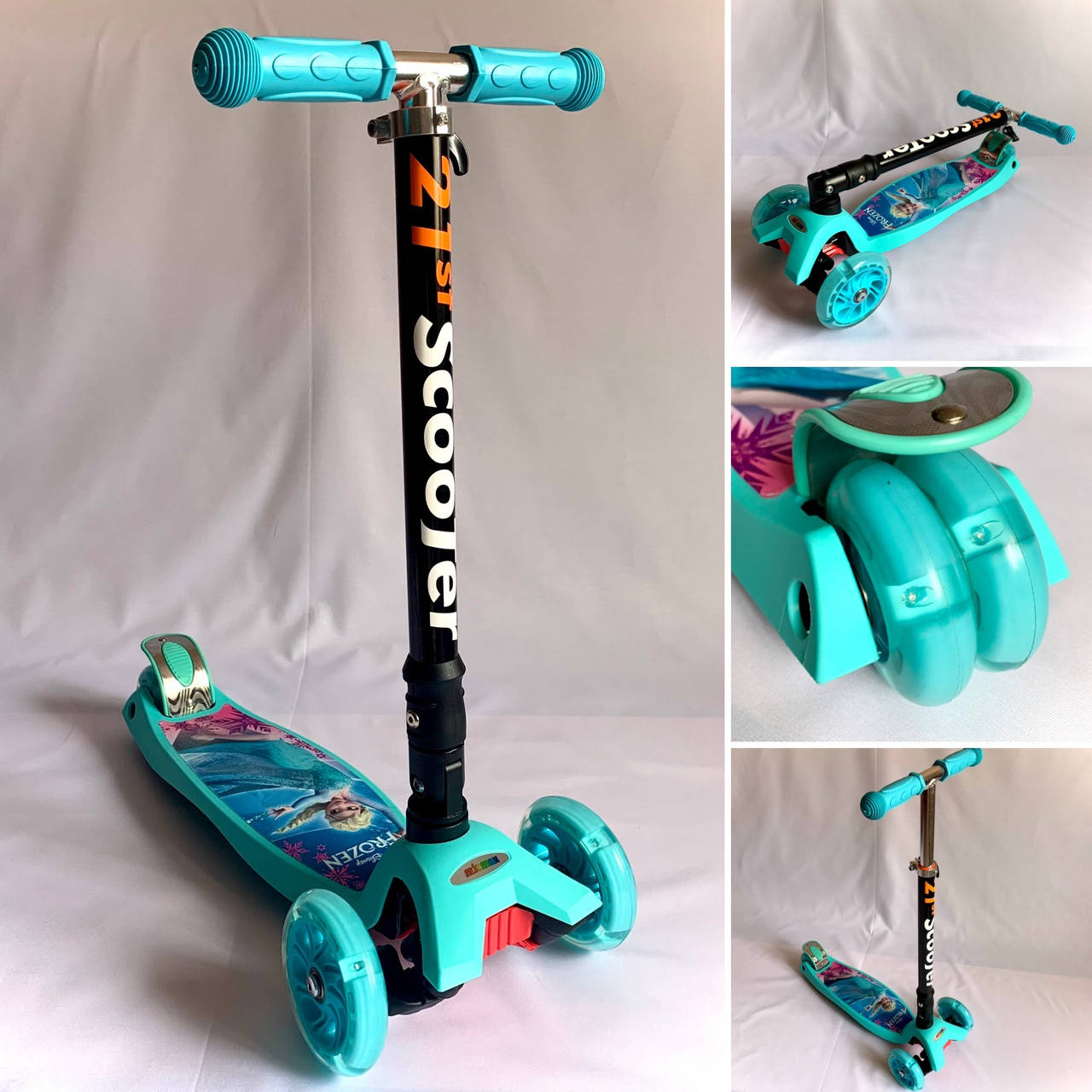 

Детский самокат Scooter Maxi со складной конструкцией (Frozen), Бирюзовый