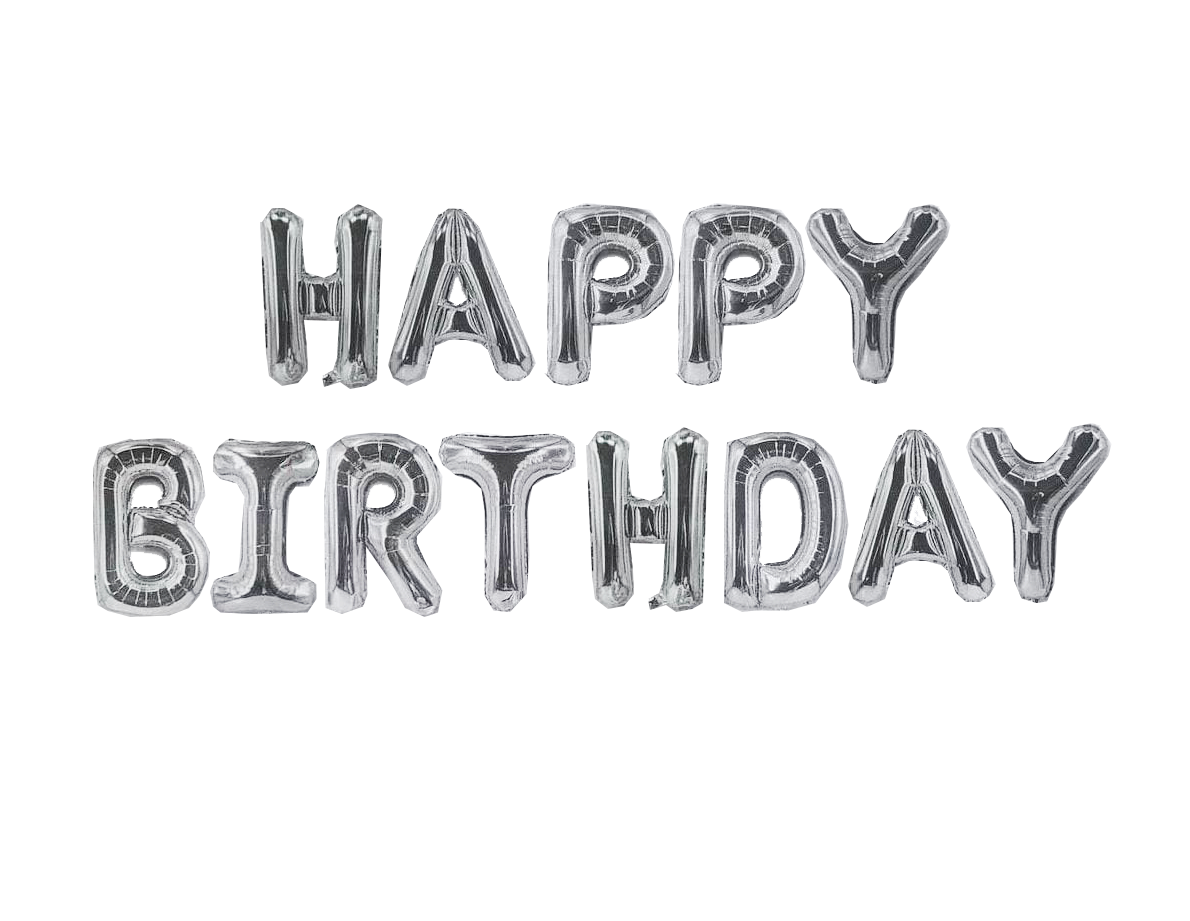 

Шары фольгированные буквы "Happy Birthday" Серебро, Серебристый