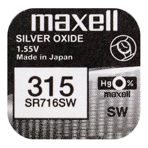 

Батарейка серебрянно-цинковая Maxell 315/314 SR716SW, 1.55V, блистер