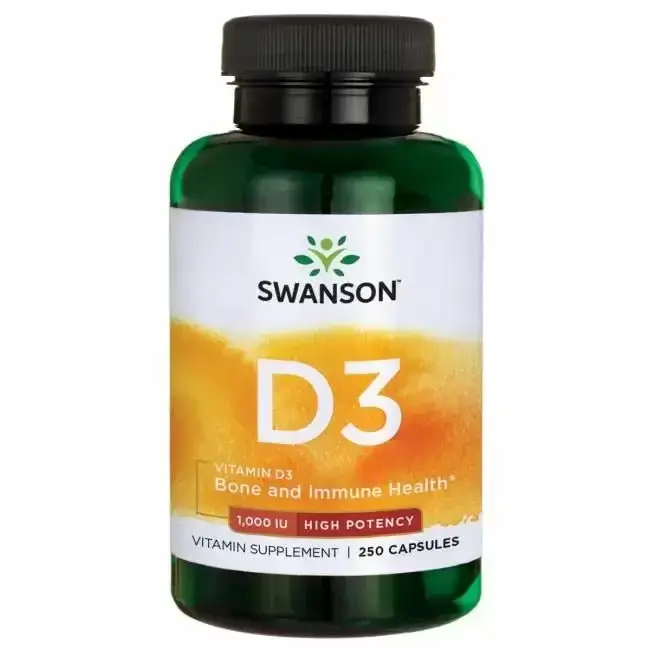 

Витамин Д3, Vitamin D-3, Swanson, 1000 МЕ (25 мкг), 250 капсул (SWV-11030)