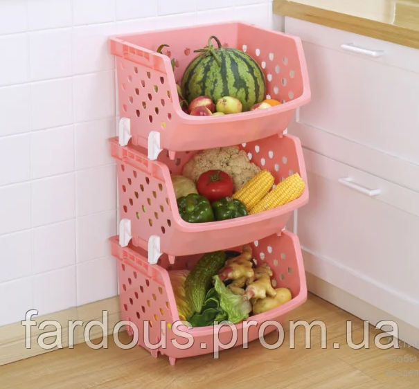 

Корзина-органайзер для хранения овощей и фруктов. Розовая, Розовый
