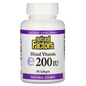 

Natural Factors, Смесь витаминов E, 200 МЕ, 90 мягких таблеток