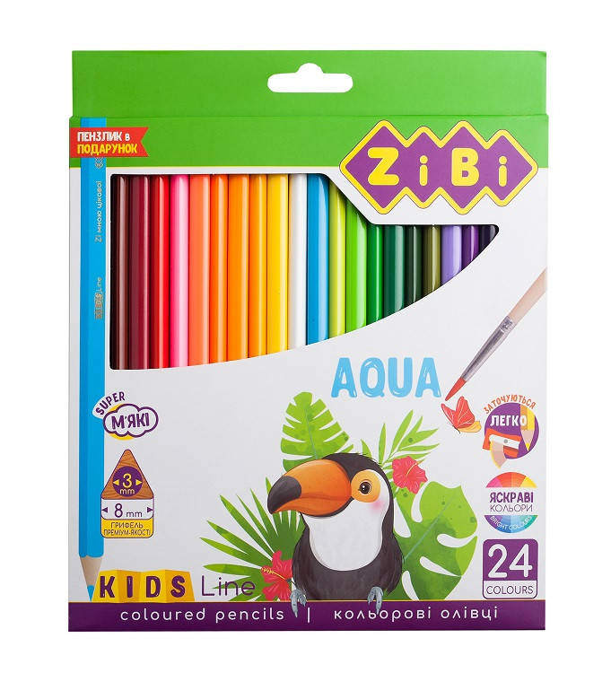 

Олівці кольорові Акварель, 24 шт., KIDS LINE