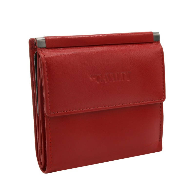 

Женский кожаный кошелек маленький красный Cavaldi RD-16 GCL red