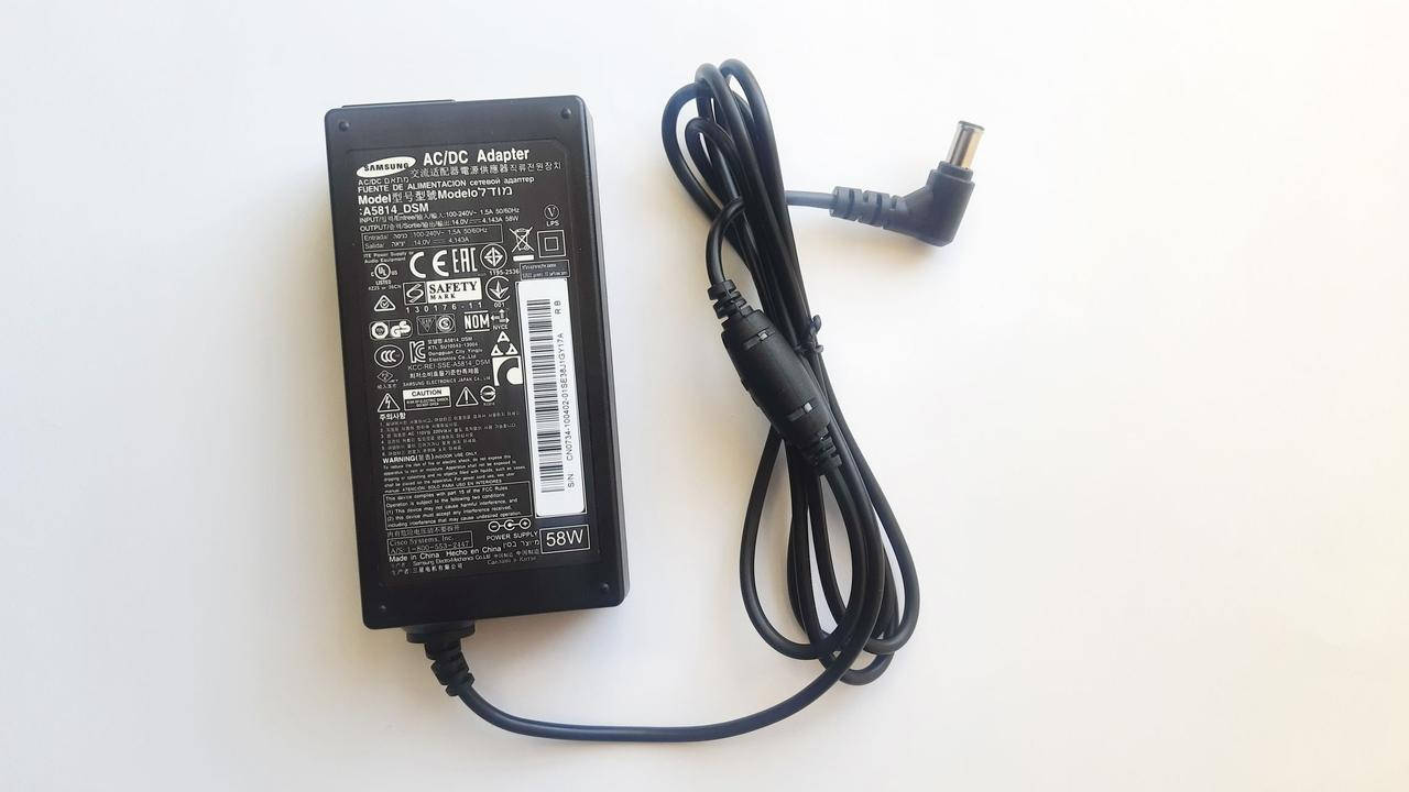 

Сетевой блок питания для мониторов Samsung 14В, 4.143А (58W), разъем 6.5/4.4 (pin inside) [3-pin] ОРИГИНАЛЬНЫЙ