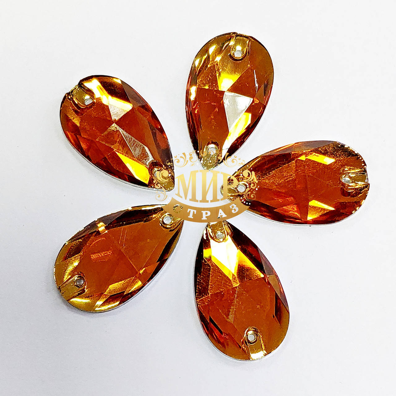 

Нашивные камни (синтетика) Капля, цвет Dark Topaz, 28х17мм*1шт