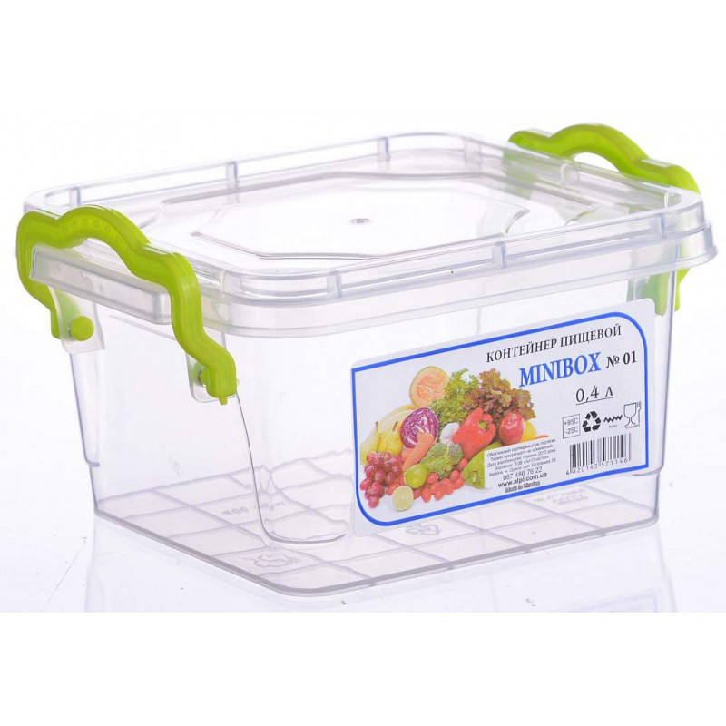 

Контейнер для хранения продуктов с зажимами "MiniBox" - 0,4л, квадратный