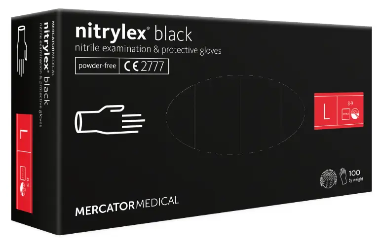 

Перчатки нитриловые Nitrylex Black размер , 100шт, Черный