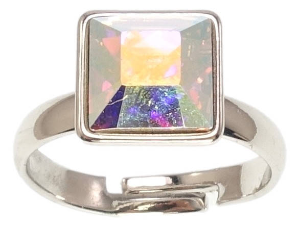 

Кольцо Xuping Родий с кр-ми Swarovski "Два кристалла АВ 10х10мм" р.17-18