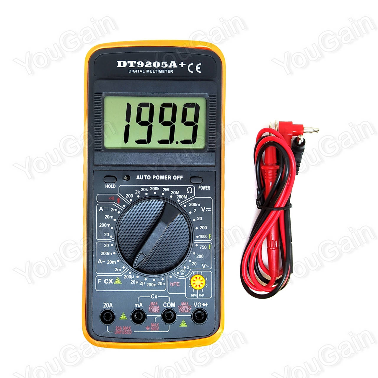 

Цифровой мультиметр DT 9205A+ (напряжение, ток, сопротивление, ёмкость, звуковая прозвонка, проверка диодов)
