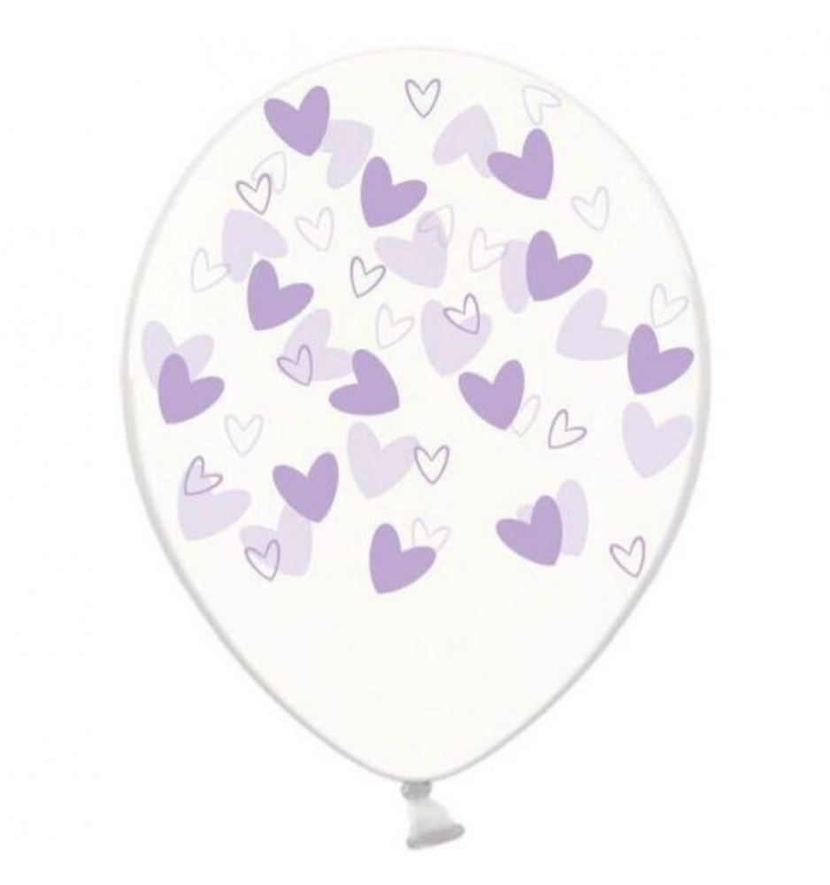 

Воздушные шары "Лавандовые сердечки на прозрачном", 25 шт/уп ТМ Sharoff, Прозрачный