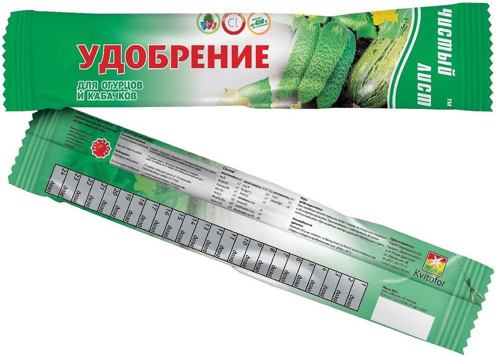 

Удобрение Чистый Лист стик Огурцы и кабачки 100г