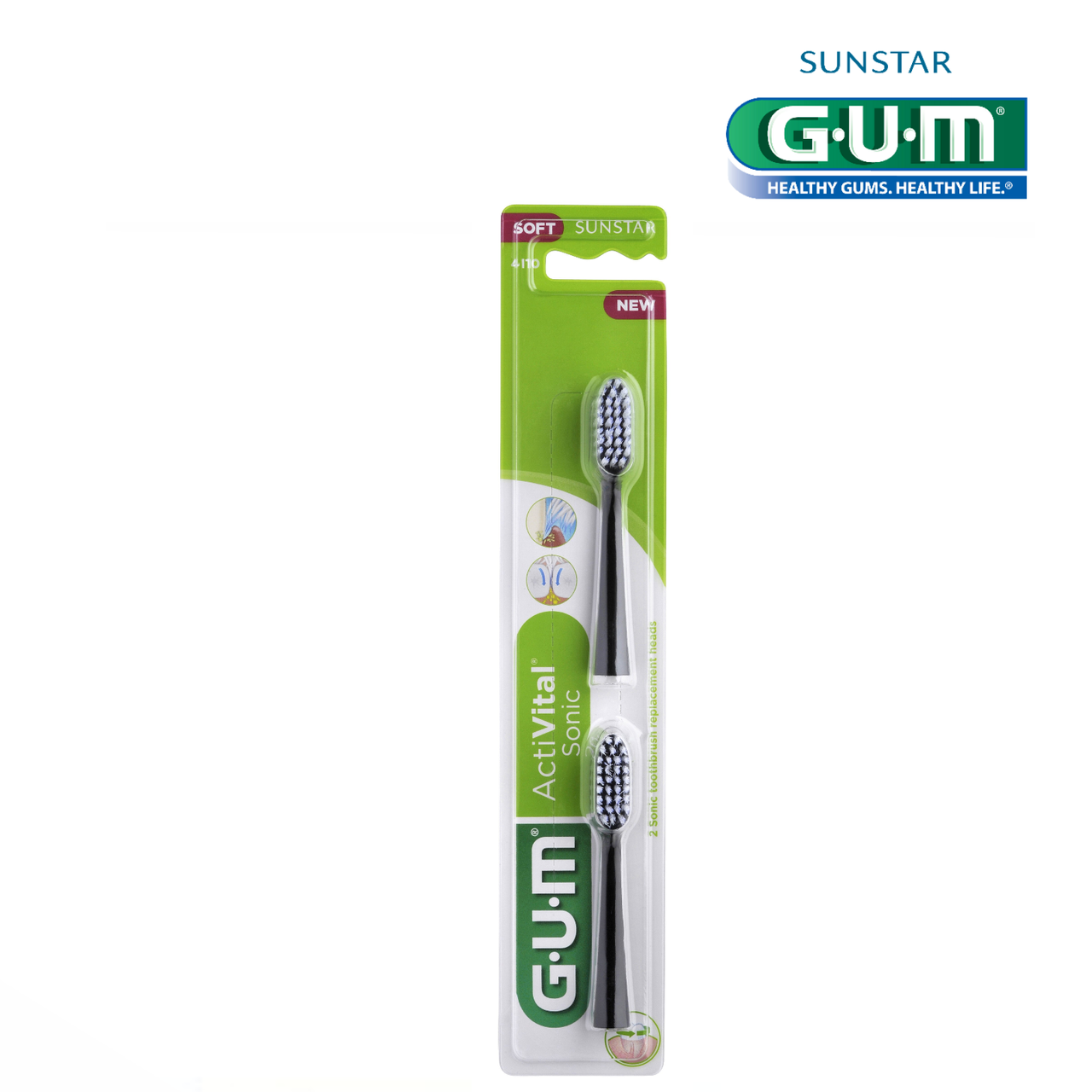 

Сменные насадки для зубной щётки Gum Activital SonicC Power (черные)