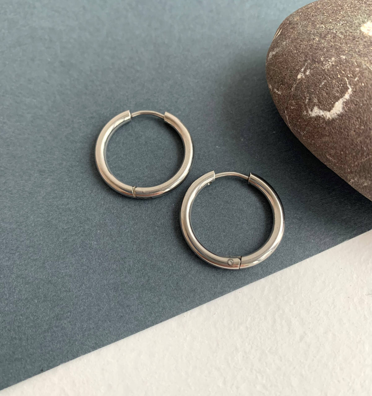 

Серьги кольца женские мужские пирсинг 2см медицинская сталь, сережки цвет серебро унисекс