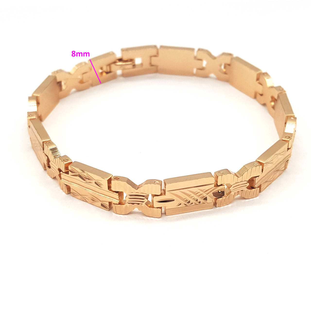 

Браслет позолоченный, с резным узором, без камней, p. 19,5, Xuping, 18К