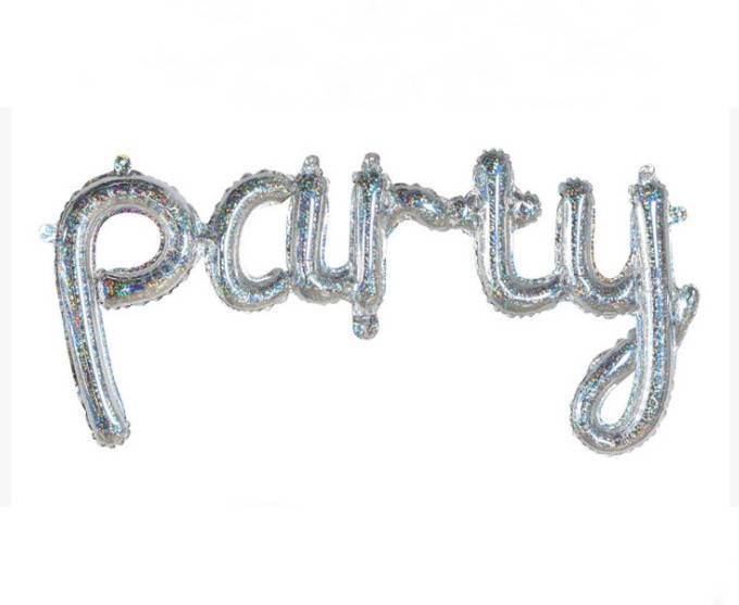 

Фольгированный шар надпись PARTY серебро, Серебристый